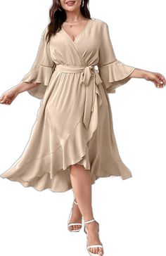 Wedding Guest Dress Fall Plus Size, Plus Size Semi Formal Dress, Semi Formal Dress For Women, Dress Plus Size Wedding Guest, Wedding Guest Maxi Dress, Plus Size Dresses For Party, Plus Size Wedding Guest Dress, Ruffle Cocktail Dress, Plus Size Wedding Guest