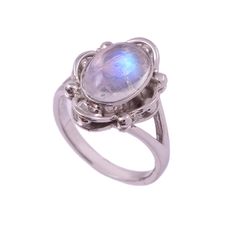 "This Sterling Silver Ring features an Elegant Art With Natural Rainbow Moonstone Gemstone. The cavity is made from genuine solid 925 sterling silver and stamped as S925. This Jewelry is Lead free. ITEM DESCRIPTION Item Code: JARG14 Metal: 925/92.5 Sterling Silver Gemstone: Genuine Natural Rainbow Moonstone Cabochon (Handmade) Gemstone Shape: Oval Gemstone Quality: AAA+ Gemstone Size: 8X12 MM Ring Length: 17 MM Ring width: 14 MM Weight: 5.46 gm **Keep the jewelry away from direct heat, water, pe Bohemian Sterling Silver Moonstone Open Ring, Bohemian Silver Moonstone Ring, Bohemian Sterling Silver Opal Ring With Natural Stones, Bohemian Opal Ring With Natural Stones In Sterling Silver, Bohemian Cabochon Moonstone Ring Gift, Bohemian Sterling Silver Cabochon Moonstone Ring, Bohemian Sterling Silver Cabochon Opal Ring, Bohemian Sterling Silver Moonstone Ring, Bohemian Sterling Silver Cabochon Crystal Ring