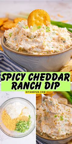 this spicy cheddar ranch dip is the perfect appetizer for any party