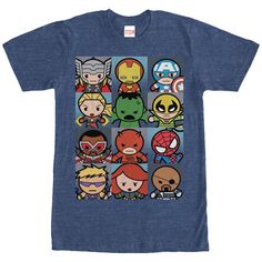 Fun Character Print T-shirt For Fan Conventions, Kawaii T-shirt With Character Print For Fans, Kawaii T-shirt With Cartoon Print For Fans, Kawaii Cartoon Print T-shirt For Fans, Comic-con Character Print Crew Neck T-shirt, Superhero Cotton T-shirt With Character Print, Character Print Short Sleeve Tops For Fan Gatherings, Superhero Short Sleeve T-shirt With Character Print, Comic-con Character Print Short Sleeve T-shirt