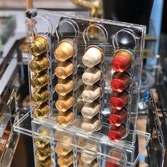 a display case filled with lots of different types of candies