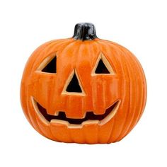 an orange pumpkin with black eyes on it's face and one eye is open