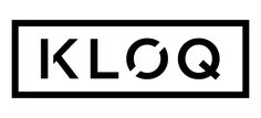 a black and white sign with the word kloq in it's center