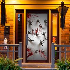 30 * 72 Inches. Larger Than Others. Fit Better To Most American Family Doors. Unique Spooky Design. Impressive Halloween Indoor Outdoor Door Cover Poster Decoration. Work Even Better As Window Covers Or Glass Door Covers With Back Light Effects. Premium Quality: Safe For Children, And Non-Toxic. Meet The Us Toy Standard And Safety Test Approved. Porta Halloween, Diy Halloween Door Decorations, Halloween Diy Door, Zombie Hands, Halloween Haunted House Decorations, Wall Cover, Haunted House Decorations, Decoration Window, Outdoor Doors