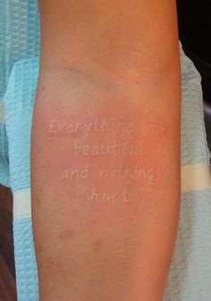 Linear Tattoos For Women, Worded Tattoos, Ideas For Small Tattoos, Linear Tattoos, Disney Tattoos Quotes, Script Quotes, Everything Was Beautiful And Nothing, Child Tattoo, Tattoo Ideas For Couples