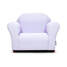 a blue chair sitting on top of a white floor