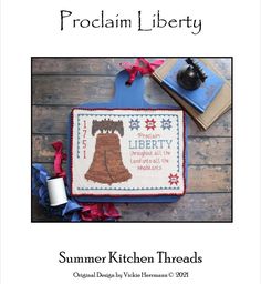 a book cover with the words, proclaim liberty written in red and blue on it