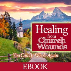 the book cover for healing from church wounds, with mountains in the background