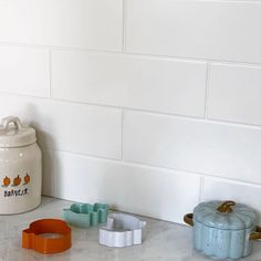 the kitchen counter is clean and ready to be used for making soap or toothpaste