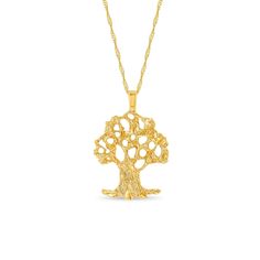 "14k solid gold Tree of Life pendant on 18\" solid gold chain.  pendant measures approx 1\" by 3/4\"." Spiritual Yellow Gold Necklace Cadmium-free, 14k Yellow Gold Cadmium-free Necklace, Cadmium-free 14k Yellow Gold Necklace, Gold Chain Pendant, Gold Tree Of Life, Gold Tree, Solid Gold Chains, Tree Of Life Pendant, Chain Pendant