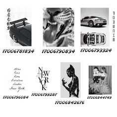 an advertisement for new york fashion week with images of models and cars in black and white