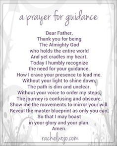 a prayer with flowers and the words prayer for guidance