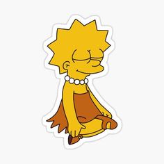 the simpsons sticker is sitting down with his eyes closed and one hand on his hip