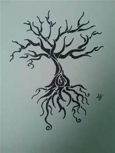 a drawing of a tree with its roots exposed