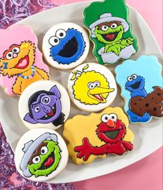 decorated cookies with sesame street characters on them