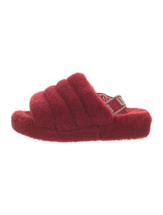 UGG Shearling SandalsRedPlatformDesigner Fit: This designer typically runs true to size.Reconsign: Unfortunately, this brand is no longer eligible for consignment. Ribbon Red Ugg, Ugg Red Slippers, Ugg Shearling, Shearling Sandals, Women's Shoes Sandals, Shoes Sandals, Women Shoes, Sandals, Collage