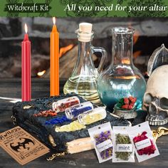 Witchcraft Kit For Sale Flower Witchcraft, Novice Witch, Candles Crystals, Witch Tools, Sage Candle, Spell Candles, Magic Witch, Candle Crafts Diy, Magic Herbs