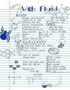 a sheet of lined paper with writing on it and some images of different types of fluids