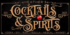 the logo for cocktails and spirits, which is featured in an advertise