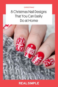 We asked nail artists for easy Christmas nail ideas that you can do at home, including snowflake nails, Fair Isle nails, candy cane nails, and more. #nails #christmas #christmasnaildesigns #winternails Easy Christmas Nail Ideas, Nails Candy Cane, Short Christmas Nails, Christmas Nails Designs, Holiday Nails Easy, Pale Pink Nails, Christmas Nail Ideas, Candy Cane Nails, Nail Vinyls