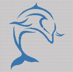 a blue dolphin is shown in the shape of a cross stitch pattern on a white background