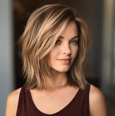 Not everyone who wants a low-maintenance haircut wants to completely chop off their tresses. So what’s a gal to do? #medium #length #haircut Medium Length Hair With Blonde Highlights, Womens Haircuts Medium, Haircuts For Medium Length Hair, Layered Haircuts For Medium Hair, Birthday Hair, Shoulder Length Hair Cuts, Hair Color And Cut