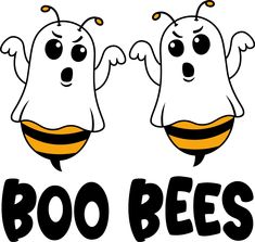 two cartoon boos with the words boo bees in black and yellow letters on them