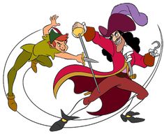 Neverland Tattoo, Peter Pan And Captain Hook, Peter Pan Pictures, Peter Pan Hook, Peter Pan Captain Hook, Captain Hook Peter Pan, Peter Pan Characters, Disney Clipart