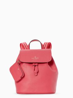 Rosie Medium Flap Backpack | Kate Spade Outlet Japan Outfits, Kate Spade Outlet, Flap Backpack, Logo Line, The Gym, Pebbled Leather, Soft Leather, Zip Pockets, Kate Spade