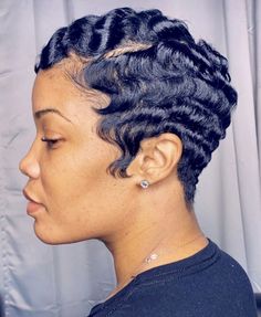 Deep Fingerwaves Hairstyles, Finger Waves And Pin Curls Black Women, Pixie Cut Finger Waves Black Women, Fingerwaves Short Hair Black, Fingerwaves Short Hair Black Pixie Cuts, Finger Waves For Black Women, Healthy Relaxed Hair, Short Relaxed Hairstyles