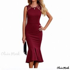 Olivia Mark - Elegant Sleeveless Backless Bodycon Dress with Pleats - Perfect for Weddings and Cocktail Parties Irregular Skirt, Backless Bodycon Dresses, Dress With Pleats, Dress For Wedding, Maxi Gown Dress, Fitting Dress, Cocktail Event, Form Fitting Dress, Cocktail Parties