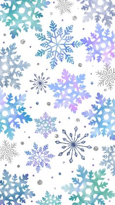 snowflakes on a white background with blue and purple colors in the middle,