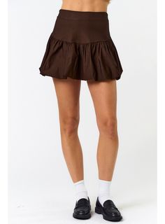 Both playful and chic, our Flared Bubble Skirt in Brown is a must-have this fall! This versatile skirt features a flared design that adds movement to your every step. Elevate your style game and embrace a confident, feminine look. Perfect for a day out or a night on the town! DETAILS Flared Hem Bubble Skirt Style Zipper Closure Color: Brown 74% Rayon, 22% Nylon, 4% Spandex Blue Blush is a young-contemporary women's clothing located in Los Angeles. They focus on sustainability and trendy items to Chic Cotton Mini Skirt With Elastic Waistband, Flowy Tiered Tennis Skirt With Lining, Chic Cotton Skort With Elastic Waistband, Stretch Tiered Skirt For Day Out, Chic Flowy Tennis Skirt With Elastic Waistband, Solid Color Tiered Skort With Lined Skirt, Chic Flowy Cotton Mini Skirt, Lined Tiered Skort, Tiered Lined Skort