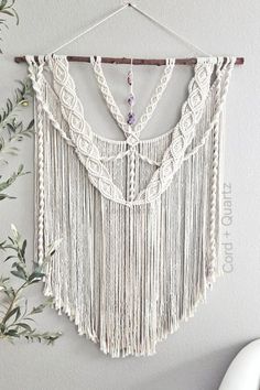 Transform your space with this stunning extra-large macrame wall hanging featuring genuine amethyst crystals. Made from 100% recycled cotton and hung on a natural branch, it adds a calming, textured vibe to any room. This unique boho wall decor is perfect for making a bold statement in your home. Extra Large Macrame Wall Hanging, Natural Branches, Amethyst Crystals, Large Macrame Wall Hanging, Large Macrame, The Calm, Boho Wall Decor