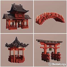 Samurai House Minecraft, Minecraft Japanese Bridge Ideas, Minecraft Torri Gate, Japanese Minecraft Banner Designs, Demon Slayer Minecraft Builds, Japanese Pagoda Minecraft, Minecraft Large Builds, Japanese Gate Minecraft, Japanese Buildings Minecraft