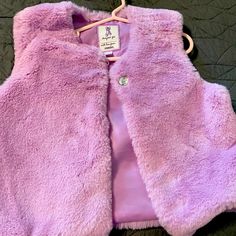 Gymboree Girls Lavender Fur Vest. Nwot. Clear Button On Front. Smoke Free Home Size Medium Cute Purple Winter Outerwear, Girls Fur, Gymboree Girl, Fur Vest, Kids Jacket, Color Purple, Kids Shop, Lavender, Jackets & Coats