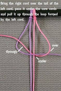 the end of a crochet hook with instructions for how to tie it together