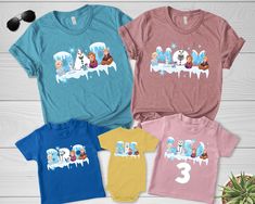 Frozen Birthday Shirt , Elsa Birthday Shirts, Frozen Custom Shirt , Frozen Personalized Tee, Frozen Family Party shirts D1MF05  👉Adult Unisex T-Shirt brand is BELLA + CANVAS - 100% Airlume combed and ringspun cotton (fiber content may vary for different colors) - Light fabric (4.2 oz/yd² (142 g/m - Retail fit - Tear away the label - Runs true to size 👉Youth T-Shirt brand is GILDAN - 100% Cotton (fiber content may vary for different colors) - Light fabric (5.3 oz/yd² (180 g/m - Classic fit - Tear away the label - Runs true to size 👉Infant/Toddler/Bodysuit brand is RABBIT SKINS - 100% Combed ringspun cotton (fiber content may vary for different colors) - Light fabric (4.5 oz/yd² (153 g/m - Tear away the label 👉Unisex Jersey Tank brand is BELLA + CANVAS - Extra Light fabric (3.8 oz/yd² (1 Frozen Birthday Shirts For Family, Frozen Birthday Shirt, Elsa Birthday, Family Party, Frozen Birthday, Family Parties, Custom Shirt, Birthday Shirt, Party Shirts