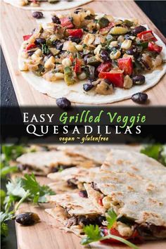 easy grilled veggie quesadillas with black olives