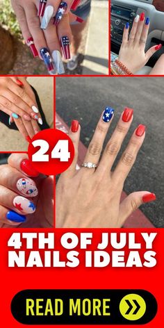 Easy 4th Of July Nails, 4th Of July Nail Designs, Round Nail Designs, Short Round Nails, Short Oval Nails, Blue Chrome Nails