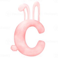 the letter c is made out of pink foam and has an image of a rabbit's tail