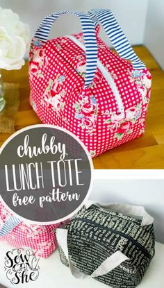 the lunch tote bag is made from fabric