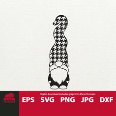 a black and white image of a man with a hat on his head standing in front of the words eps svg png jp dxf