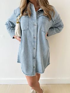 MELISSA NEPTON KIRI SHIRT DRESS DENIM BLUE | denim fashion | denim dress | cute but casual | trending 2024 fall | fall looks | fall fashion Dress Trending, Apparel Boutique, Trending 2024, Casual Trends, Dress Denim, Fall Essentials, Denim Shirt Dress, Interview Outfit, Denim Mini Dress