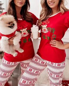 Lasaky - Elk Cartoon Snowflake Letter Printed Christmas Pajamas Set Cartoon Snowflake, Christmas Pajama Set, Cuffed Pants, Christmas Lettering, Print Pajamas, Pajamas Set, Christmas Pajamas, Christmas Dress, Online Fashion Stores