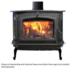 a wood burning stove with flames coming out of the top and bottom side, on an isolated white background