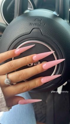 Xl Long Acrylic Nails Almond, Long Stilleto Nails Design Fall, Plain Nail Inspo Acrylic, Long Acrylic Nails Pointy, Pink Stellio Nails, Medium Long Almond Nails, Basic Stiletto Nails, Exotic Stiletto Nails, Stiletto Nails Fall Colors