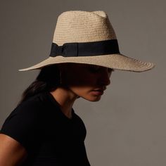 Harbor straw hat with black ribbon bow and pinched crown.Additional Information:• 100% Raffia Straw • 4 in. wide brim• Imported• One size fits most Vince Camuto Straw Hat, Formal Dress Aesthetic, Decorative Bath Towels, Denim Polo, Black Formal Dress, Black Dress Formal, Black Formal, Jumpsuit Jacket, Dress Aesthetic