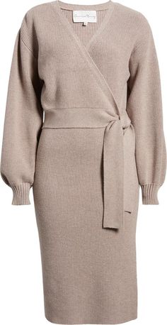 Charles Henry Long Sleeve Faux Wrap Sweater Dress | Nordstrom Faux Wrap Sweater Dress, Best Sweater Dress, Flattering Fall Dresses, Fall Work Dresses For Women, Fall 2024 Dress Trends, Fall Dresses Casual, Sweater Dress With Boots, Sweater Wrap Dress, Church Dresses For Women