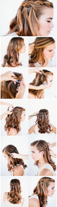 Waterfall Braid | Click Pic for 23 Step by Step Hairstyles for Long Hair | DIY Hairstyle Tutorials for Long Hair Waterfall Braid Tutorial, Waterfall Braid Hairstyle, Beachy Style, Long Hair Tutorial, Waterfall Braid, Skirt Maxi, Wedding Hairstyles For Long Hair